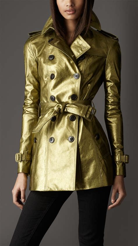 burberry green metallic short trench|trench burberry femmes.